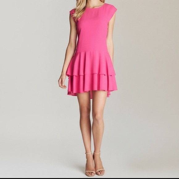 CeCe Dresses & Skirts - Cece Cynthia Steffe Pink Tiered Ruffle Drop Waist cap sleeve Kawaii Girl Dress
